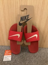 BOXED Nike Kids Juniors Red / White Sliders Slides Size UK11.5