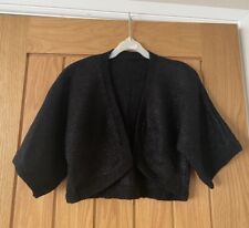 Women’s Hand Knitted Black/Silver Sparkle Short Sleeve Bolero - Size 8