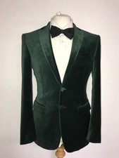CHARLES TYRWHITT - Mens Slim Fit GREEN VELVET JACKET - 40 Reg - GORGEOUS