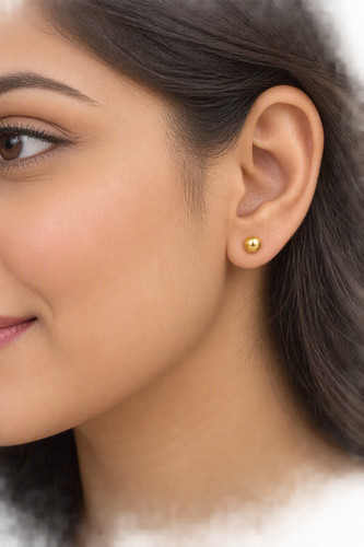 Gold earrings plain ball - plain,