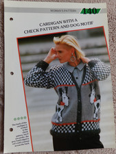 No.140 Cardigan with a Check Pattern and Dog Motif  Creative Knitting Pattern