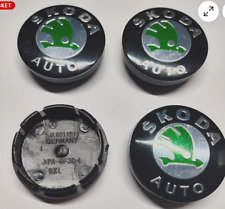 Skodas Auto Green Wheel center caps 56mm Scala Rapid Fabia Octavia Roomster