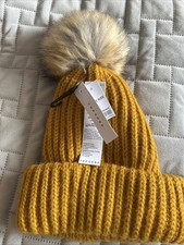 Topshop Pom Pom Hat Mustard