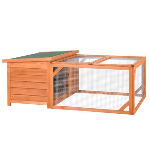 Wooden rabbit hutch with - rabbit,