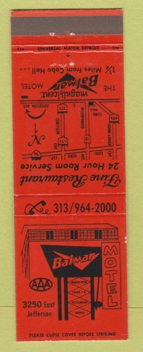 Matchbook cover balmar - balmar, motel