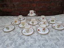 Royal Worcester Hand painted flowers Demitasse cups and saucers