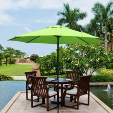?Solar Energy USB Support Aluminum 9FT Patio Umbrella with 8 Ribs & Led Light