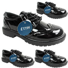 Girls Womens Work School Lace Up Brogue Flat Low Block Heel Pump Shoes Size 13/5