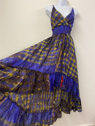 Vintage dress blue - dress, yellow