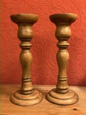 Pair 12" Tall Rustic Wooden