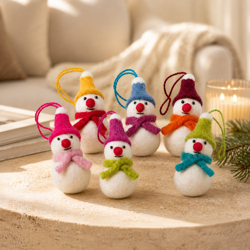 Handmade felt snowman - felt,