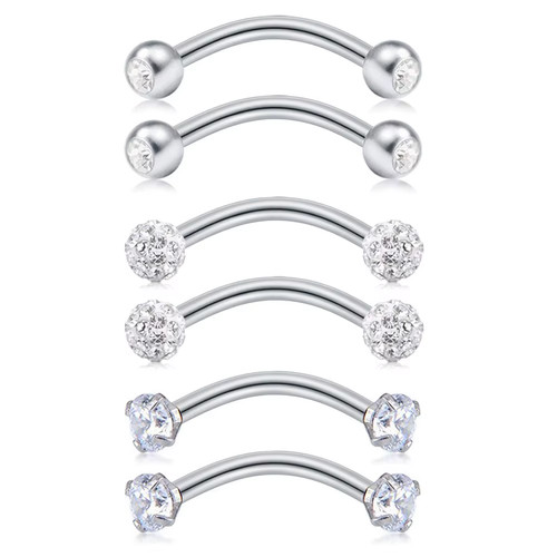 Curved gem eyebrow bar colour - bar,
