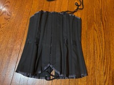 Vintage Vollers Black corset under Bust uk 24 S/M Lace  Over Lock Metal Boning