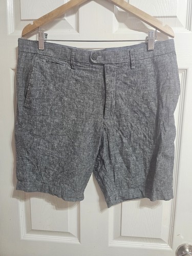 Mens grey linen shorts - shorts, 34