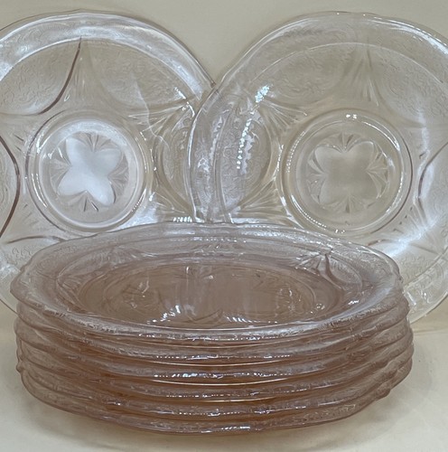 Pink clover pressed glass - clover,