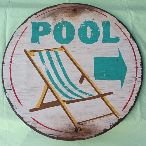 Distressed retro pool sign - retro,
