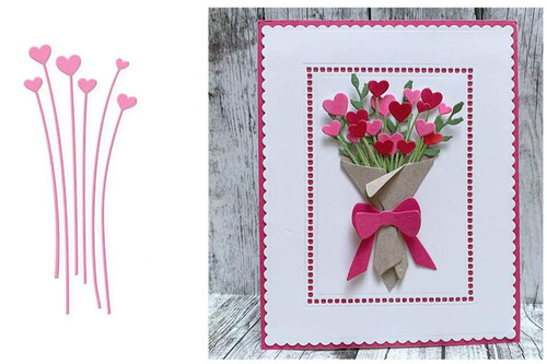 6pcs heart shape flower - flower, metal