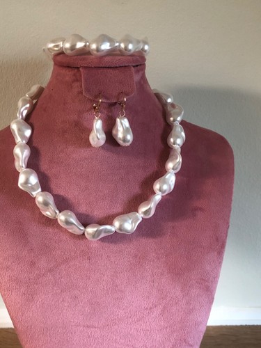 Pearl set necklace - pearl, earrings
