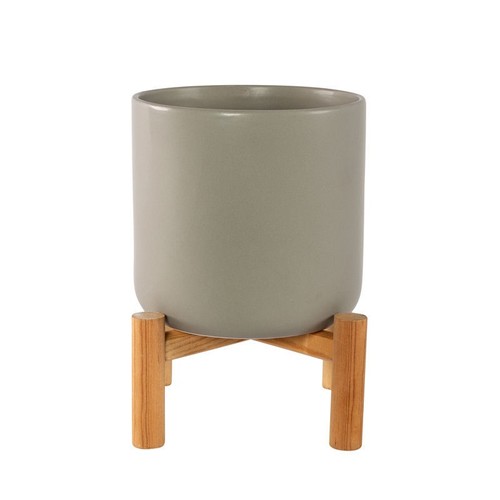 Grey ceramic planter 14cm - grey,