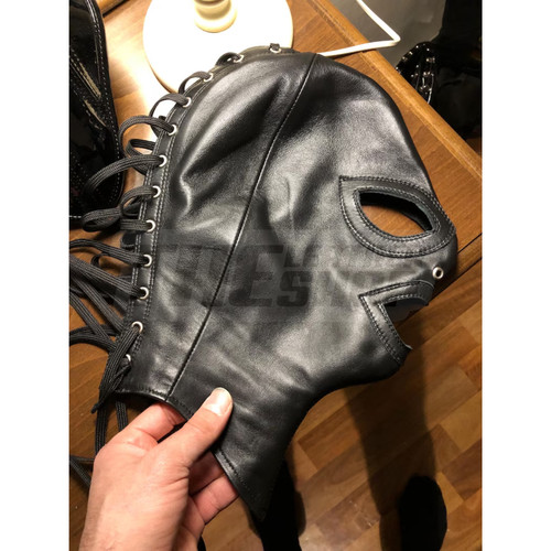 Leather hood head - harness, lace