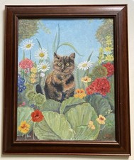 Vintage Oil Painting Cat In