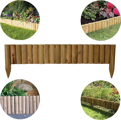 Log border wooden fence - x,