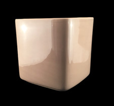 SQUARE CERAMIC PLANT POT HOLDER -MILK CHOCOLATE - BEIGE - INDOOR  - PATIO - CUBE