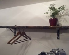 Oak Shelf With Cast Iron Rail