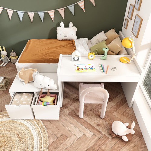 Single bed wooden - frame, with