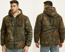 Mens Camo Sherpa THICK Jacket Fleece FUR Lined quilted Jungle Fishing Warm cosy