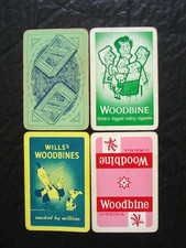 WILLS WOODBINE CIGARETTES  ~ 4 SINGLE SWAP PLAYING CARDS ~ VINTAGE PLAYING CARDS