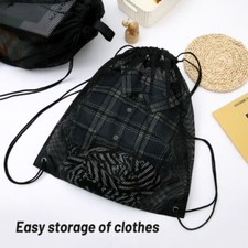 Net Backpack Shoulder Bag Gym Sports Backpack Shopping Bag Drawstring Mesh Bags