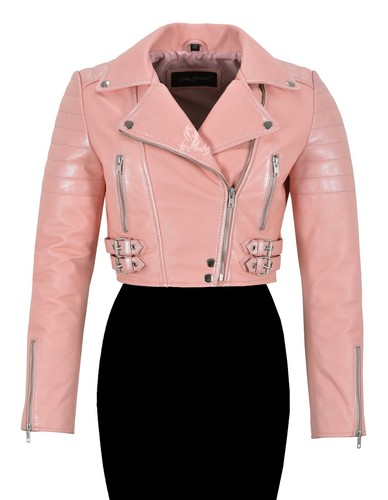 Ladies biker leather jacket - biker,