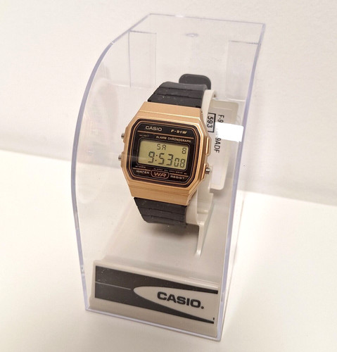 Casio gold black digital watch - gold,