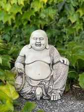Large buddha statue Sitting smilling buddha sculpture Japanese ornament Gift