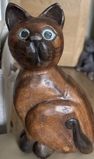 Wooden Sitting Cat 10” High