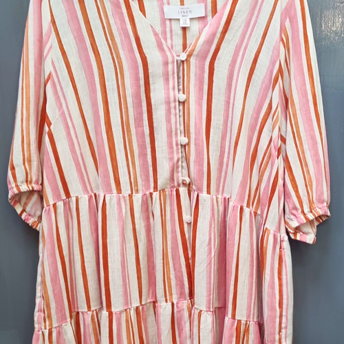 Next linen striped tiered midi - next,