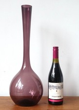 Large 20" Gullaskruf Arthur Percy Swedish MCM Glass Bottle Vase Amethyst/Purple