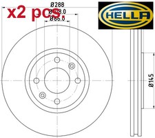 X2 PCS FRONT BRAKE DISC SET