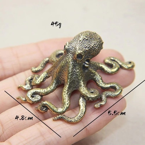 Mini brass octopus sculpture - brass,