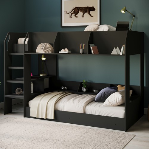 Black bunk bed - bed, with