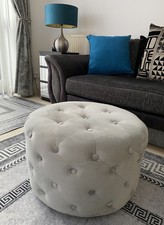 Deep Buttoned Velvet Foot Stool From John Lewis, Not Used Due to Change Of Decor