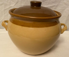 Vintage T G Green GRANVILLE LARGE Lidded Crock Pot 18cm H  Beige & Brown