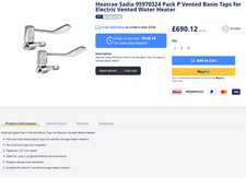 Heatrae Sadia 95970324 Pack P Vented Basin Taps Elbow Lever   -S37