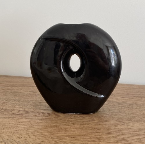 Black ceramic vase 5cm - black,