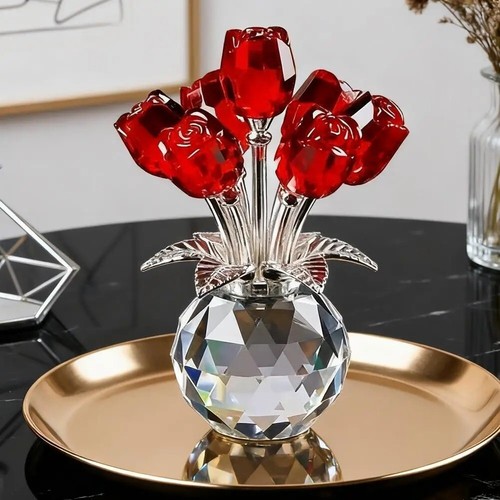 Crystal glass flowers desktop - crystal,