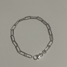 Diamond Cut Sterling Silver  925 Paperclip Chain Bracelet 7.2 Inch  