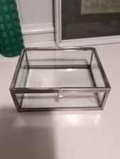 Glass Jewelry Storage Box Small Decorative Box for Organizer Vintage 13x5x10.5cm