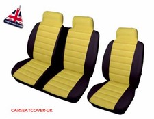 FORD TRANSIT YELLOW/BLK PADDED LEATHER LOOK VAN SEAT COVERS - SINGLE & DOUBLE