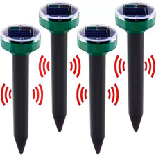 4PCS Solar Mole Repellent Ultrasonic Animal Repeller Waterproof